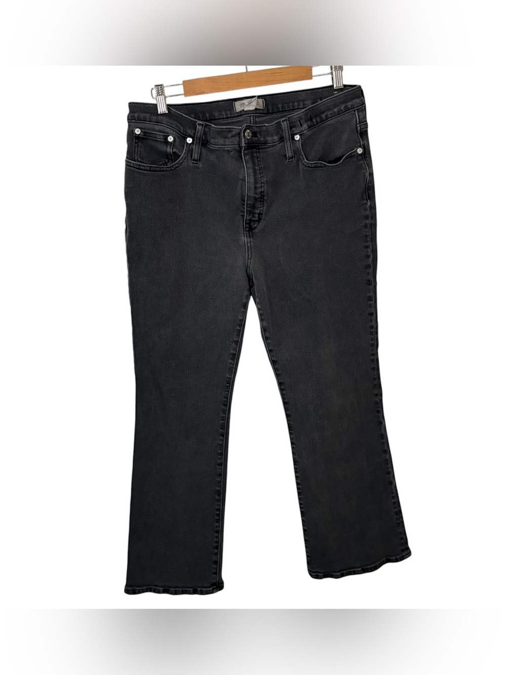 Madewell mid rise kick out jeans black plus size 32 straight leg cotton casual
